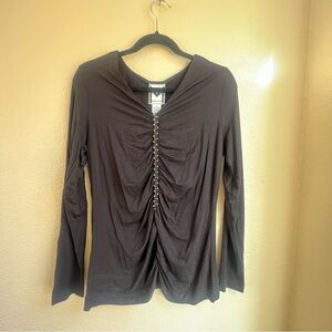 New Marc Brouwer elegant Long Sleeve Top with beading and rouging size medium